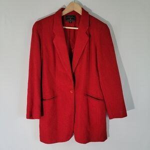 NEW VTG EXPRESS Women's Red Single-Breasted Jacket Sz Small Pockets Lined USA